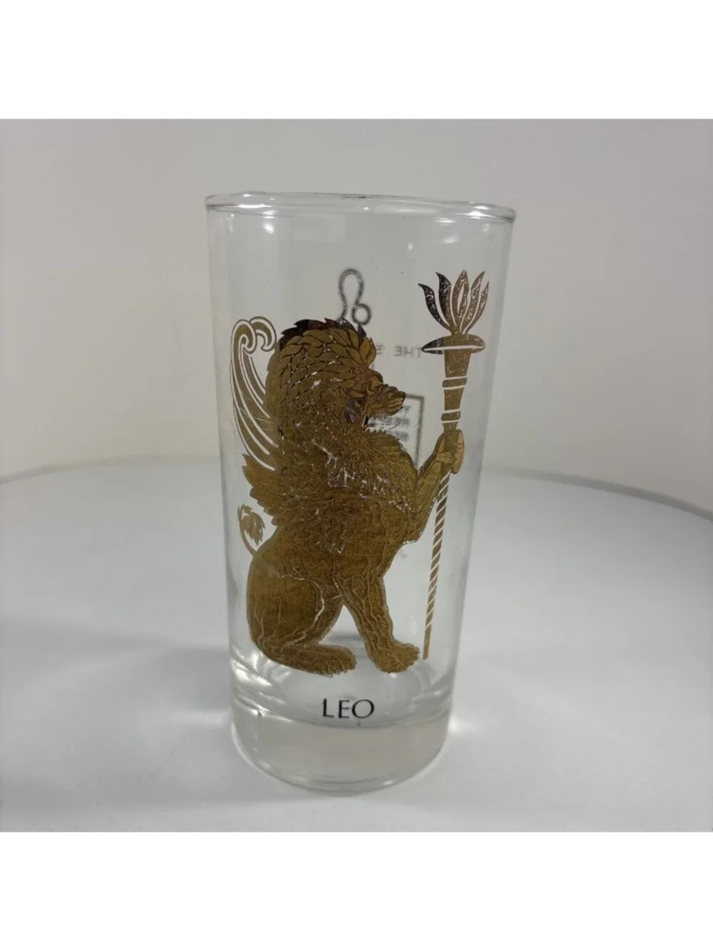 VTG MCM Anchor Hocking Zodiac Highball Tumbler Glass Leo Astrology 1960s Lion